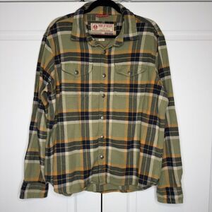 Iron & Resin Shirt Mens Large Green Plaid Flannel Long Sleeve Button Up Casual